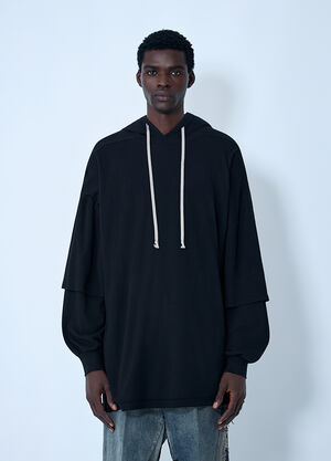 LN-CC® - Rick Owens DRKSHDW: Tommy Hustler Hooded T-Shirt - Black Rick Owens DRKSHDW Tommy Hustler Hooded T-Shirt Black drk0162008