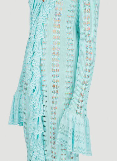 LN-CC® - Blumarine: Pointelle Knit Frilled Dress - Blue Blumarine Pointelle Knit Frilled Dress Blue blm0252001