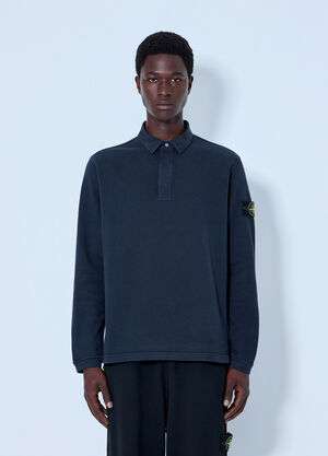 Stone Island Long Sleeve Polo Shirt Navy sto0165075