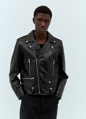 LN-CC® - Saint Laurent: Leather Motorcycle Jacket - Black Saint Laurent Leather Motorcycle Jacket Black sla0156057