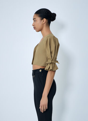 LN-CC® - Chloé: Structured Cropped Blouse - Olive Chloé Structured Cropped Blouse Olive chl0264005