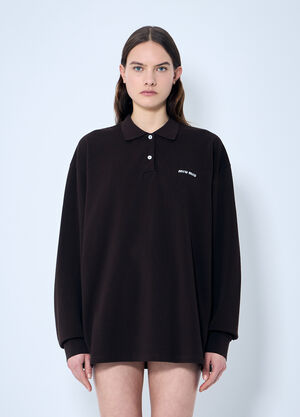 LN-CC® - Miu Miu: Long-Sleeve Polo Shirt - Brown Miu Miu Long-Sleeve Polo Shirt Brown miu0360005