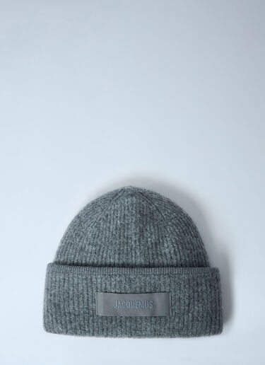 LN-CC® - Jacquemus: Logo Motif Beanie Hat - Dark Grey Jacquemus Logo Motif Beanie Hat Dark Grey jac0262027