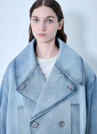 LN-CC® - MM6 Maison Margiela: Oversized Denim Peacoat - Light Blue MM6 Maison Margiela Oversized Denim Peacoat Light Blue mmm0264002