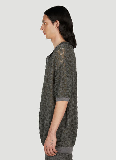 LN-CC® - Isa Boulder: Basket Weave Polo Shirt - Grey Isa Boulder Basket Weave Polo Shirt Grey isa0151003