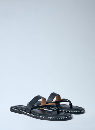 LN-CC® - Dries Van Noten: Leather Thong Sandals - Black Dries Van Noten Leather Thong Sandals Black dvn0163032