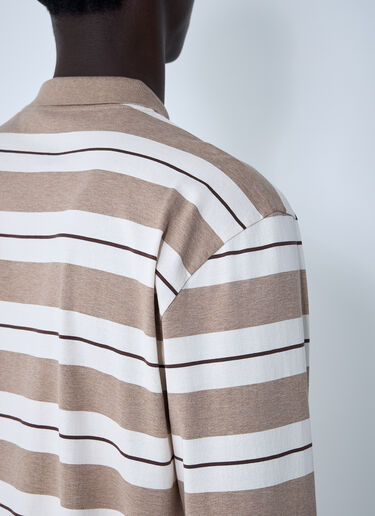 LN-CC® - Miu Miu: Striped Polo Shirt - Beige Miu Miu Striped Polo Shirt Beige miu0161009