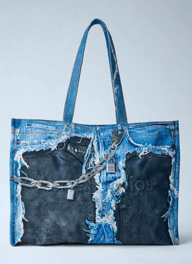 LN-CC® - Acne Studios: Trompe-L'Oeil Tote Bag - Blue Acne Studios Trompe-L'Oeil Tote Bag Blue acn0364006