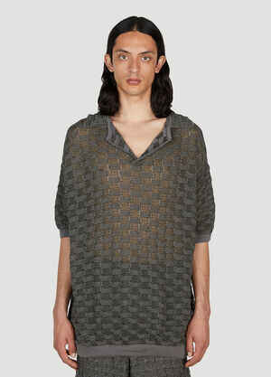LN-CC® - Isa Boulder: Basket Weave Polo Shirt - Grey Isa Boulder Basket Weave Polo Shirt Grey isa0151003