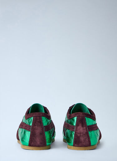 LN-CC® - Dries Van Noten: Metallic Panel Sneakers - Green Dries Van Noten Metallic Panel Sneakers Green dvn0264053