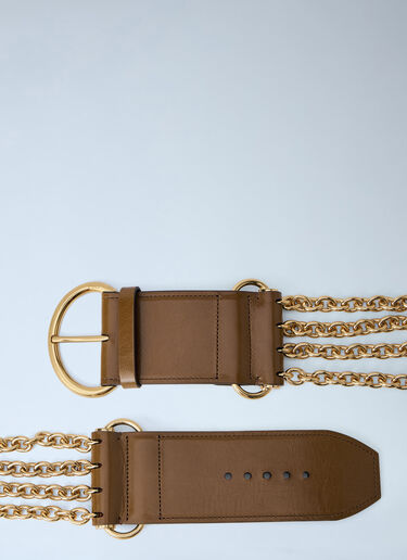 LN-CC® - Chloé: Chain Detail Wide Belt - Brown Chloé Chain Detail Wide Belt Brown chl0264037