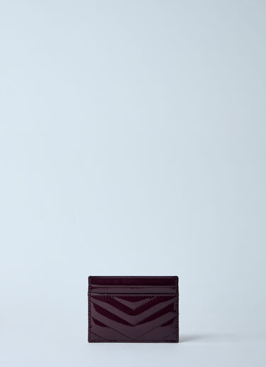 LN-CC® - Saint Laurent: Logo Plaque Leather Cardholder - Red Saint Laurent Logo Plaque Leather Cardholder Red sla0258031