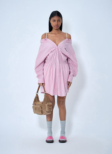 Miu Miu Striped Poplin Dress Pink miu0263001
