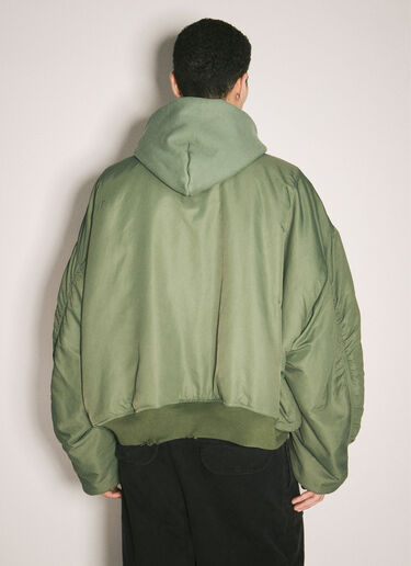 LN-CC® - Balenciaga: Dyed Hooded Bomber Jacket - Green Balenciaga Dyed Hooded Bomber Jacket Green bal0157012
