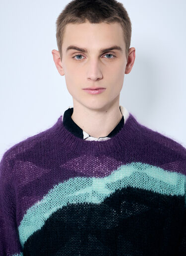 LN-CC® - NÒMARYTHM TEXTILE: Hand Knit Mohair-Blend Sweater - Purple NÒMARYTHM TEXTILE Hand Knit Mohair-Blend Sweater Purple nma0158007