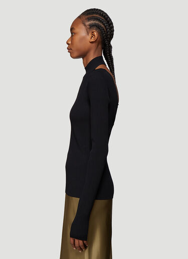 LN-CC® - Helmut Lang: Open Back Sweater - Black Helmut Lang Open Back Sweater Black hlm0237001