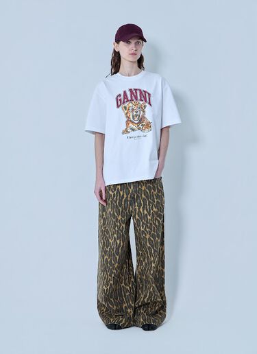 GANNI Print Denim Baggy Jeans Brown gan0263017