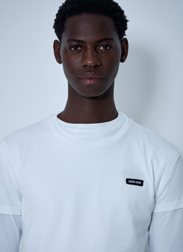 LN-CC® - Miu Miu: Set Of Three Logo Motif T-Shirts - White Miu Miu Set Of Three Logo Motif T-Shirts White miu0361001