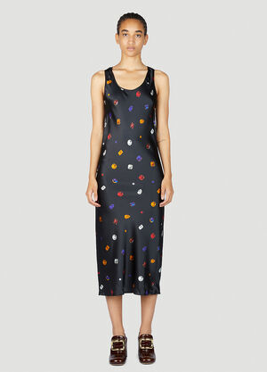LN-CC® - Sportmax: Gemstone Print Midi Dress - Black Sportmax Gemstone Print Midi Dress Black spx0253014