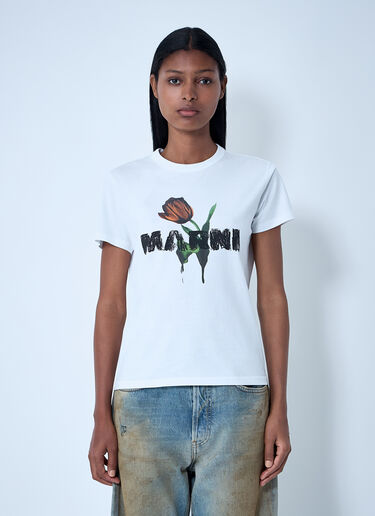 Marni Logo Motif T-Shirt White mni0261009