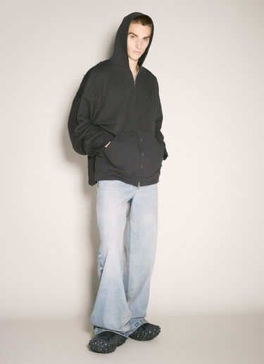 LN-CC® - Balenciaga: Patched Hooded Sweatshirt - Black Balenciaga Patched Hooded Sweatshirt Black bal0158007