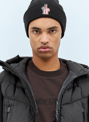 LN-CC® - Moncler Grenoble: Logo Patch Beanie Hat - Black Moncler Grenoble Logo Patch Beanie Hat Black mog0158009