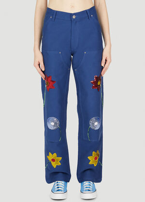 Sky High Farm Workwear 刺繍カーゴパンツ ダークブルー skh0352008