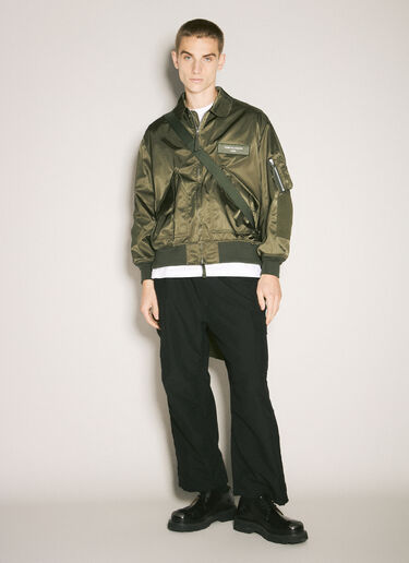 LN-CC® - Comme des Garçons Homme: Nylon Twill Bomber Jacket - Green Comme des Garçons Homme Nylon Twill Bomber Jacket Green cdh0158003