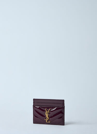 LN-CC® - Saint Laurent: Logo Plaque Leather Cardholder - Red Saint Laurent Logo Plaque Leather Cardholder Red sla0258031