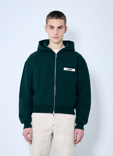 LN-CC® - Jacquemus: Le Hoodie Zip Up - Dark Green Jacquemus Le Hoodie Zip Up Dark Green jac0160015