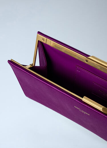 Saint Laurent Letter Clutch Bag With Lizard Chain Purple sla0262047