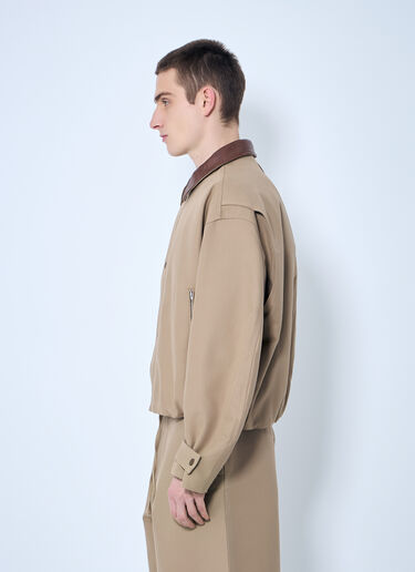 LN-CC® - Acne Studios: Twill Jacket With Leather Collar - Beige Acne Studios Twill Jacket With Leather Collar Beige acn0159002