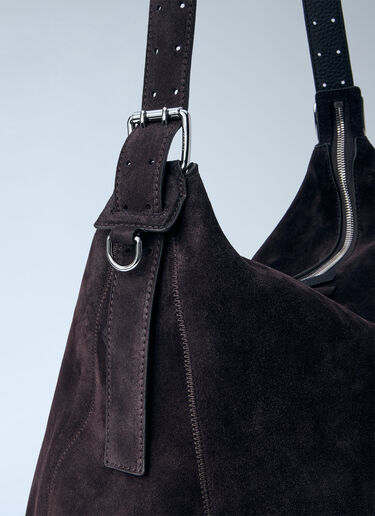 Lemaire Belted Hobo Bag in Suede Brown lem0264025