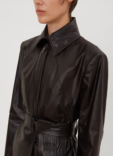 LN-CC® - Oliver Theyskens: Tailored Leather Coat - Black Oliver Theyskens Tailored Leather Coat Black oli0234012