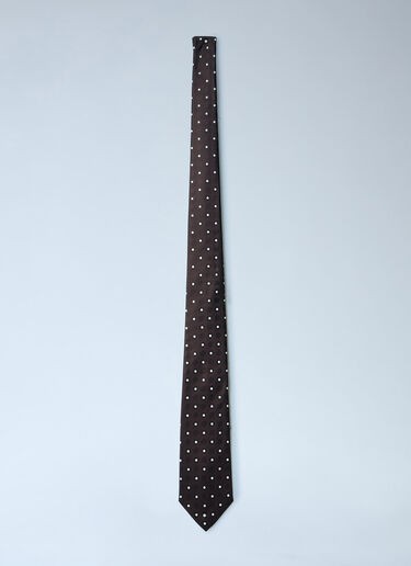 LN-CC® - Saint Laurent: Dotted Silk Tie - Black Saint Laurent Dotted Silk Tie Black sla0260022