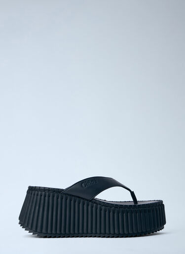Chloé Nama Wedge Sandals Black chl0264034