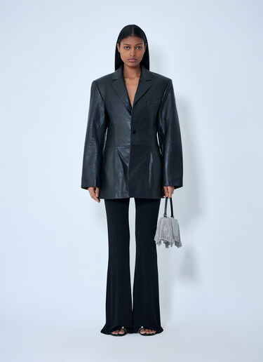 LN-CC® - Alexander Wang: Leather Single-Breasted Blazer - Black Alexander Wang Leather Single-Breasted Blazer Black awg0263011