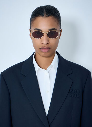 Miu Miu MU 52YS Oval Sunglasses Gold lmu0364003