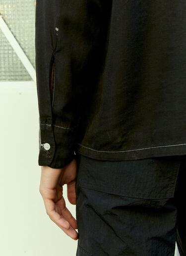 LN-CC® - NÒMARYTHM TEXTILE: 手染开领衬衫 - 黑色 NÒMARYTHM TEXTILE 手染开领衬衫 黑色 nma0154008