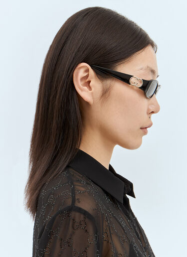 LN-CC® - Gucci: Rectangular Frame Sunglasses - Black Gucci Rectangular Frame Sunglasses Black gus0257002
