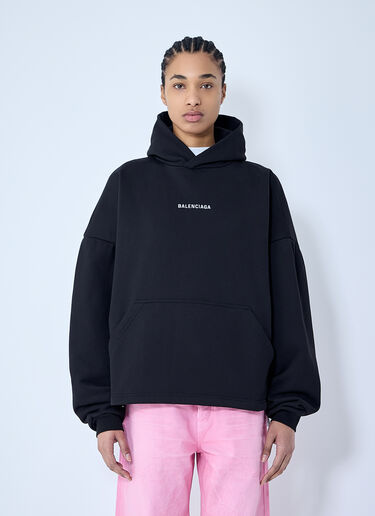 LN-CC® - Balenciaga: Logo Motif Hooded Sweatshirt - Black Balenciaga Logo Motif Hooded Sweatshirt Black bal0259066