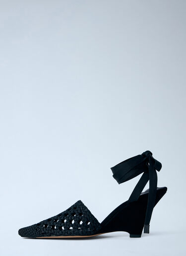 LN-CC® - Jacquemus: Woven Wedge Sandals - Black Jacquemus Woven Wedge Sandals Black jac0264036