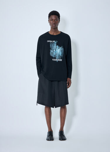 Yohji Yamamoto ガセット付き長袖Tシャツ ブラック yoy0164005