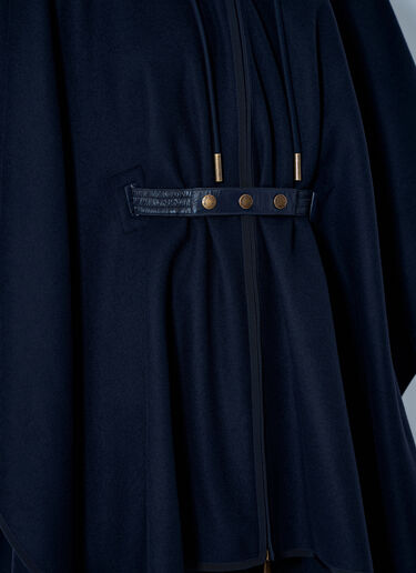 LN-CC® - Moncler: Hooded Cape with Belted Waist - Navy Moncler Hooded Cape with Belted Waist Navy mon0265094