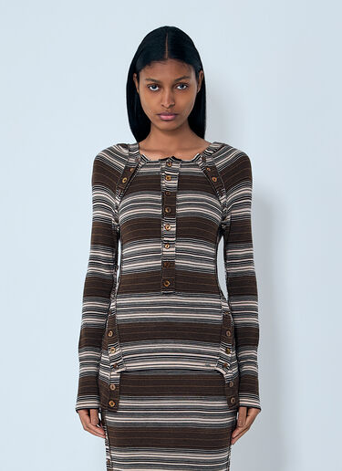 LN-CC® - Miss Sixty x KNWLS: Hooded Stripe Sweater - Brown Miss Sixty x KNWLS Hooded Stripe Sweater Brown msk0263013