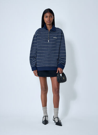 Miu Miu Striped ZIp-Up Polo Shirt Red miu0262092