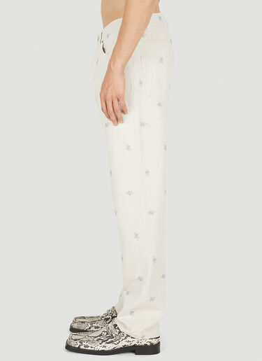 LN-CC® - Martine Rose: Relaxed Floral Print Jeans - White Martine Rose Relaxed Floral Print Jeans White mtr0150006
