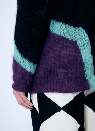 LN-CC® - NÒMARYTHM TEXTILE: Hand Knit Mohair-Blend Sweater - Purple NÒMARYTHM TEXTILE Hand Knit Mohair-Blend Sweater Purple nma0158007