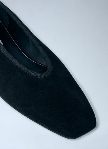 TOTEME Minimalist Suede Ballerinas Flats Black tot0261037