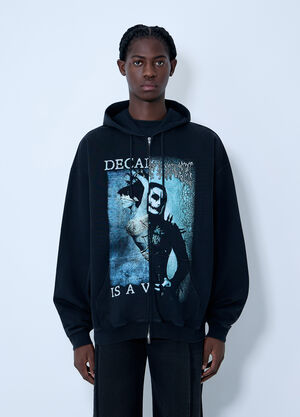 LN-CC® - Vetements: Cof Cut-Up Zip-Up Hooded Sweatshirt - Black Vetements Cof Cut-Up Zip-Up Hooded Sweatshirt Black vet0162001